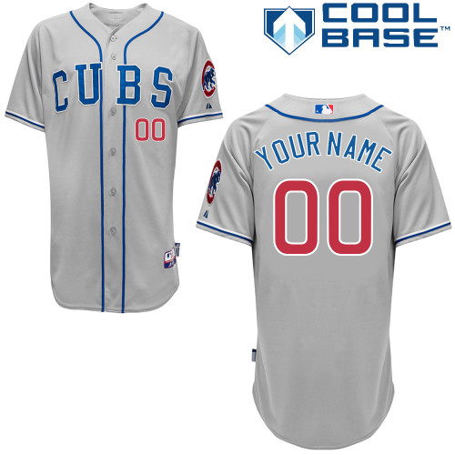 Customized Chicago Cubs MLB Jersey-Men's Authentic 2014 Road Gray Cool Base Baseball Jersey